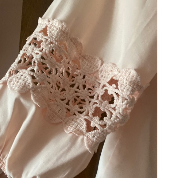 Off Shoulder Blouse Crochet Sleeve Tassel Top‎ Boho Chic Summer Size M - Picture 6 of 10